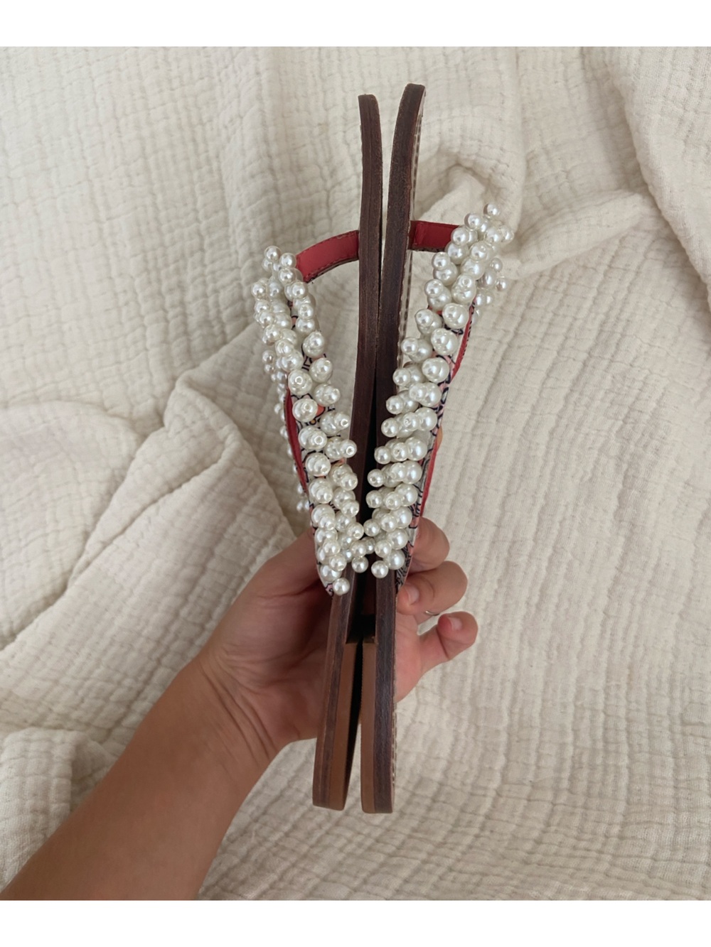 Tori‎ Burch tatiana thong sandals with pearls size 9 - Picture 6 of 6